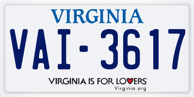 VA license plate VAI3617