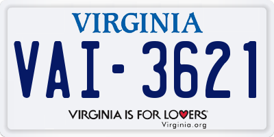 VA license plate VAI3621