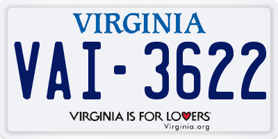 VA license plate VAI3622