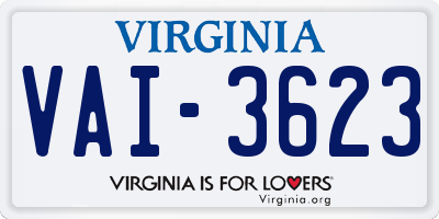 VA license plate VAI3623