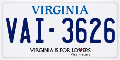 VA license plate VAI3626