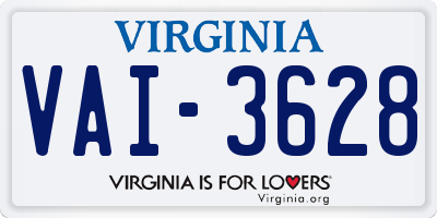 VA license plate VAI3628