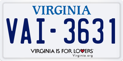 VA license plate VAI3631