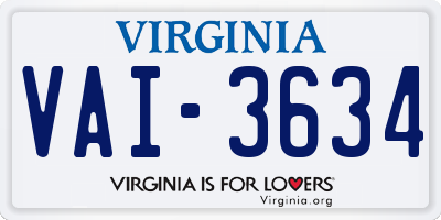 VA license plate VAI3634