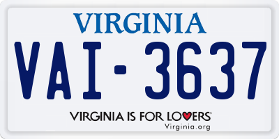 VA license plate VAI3637