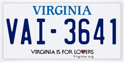 VA license plate VAI3641