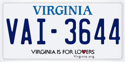 VA license plate VAI3644
