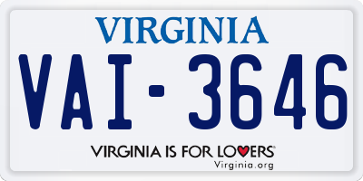 VA license plate VAI3646