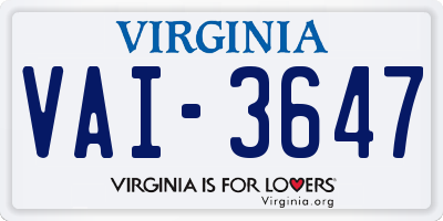 VA license plate VAI3647