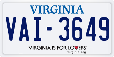 VA license plate VAI3649