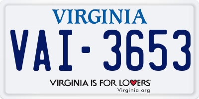 VA license plate VAI3653