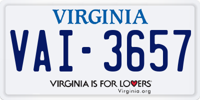 VA license plate VAI3657