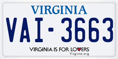 VA license plate VAI3663