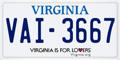 VA license plate VAI3667
