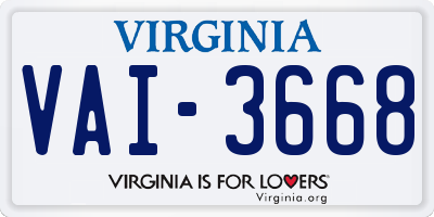 VA license plate VAI3668