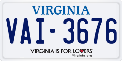 VA license plate VAI3676