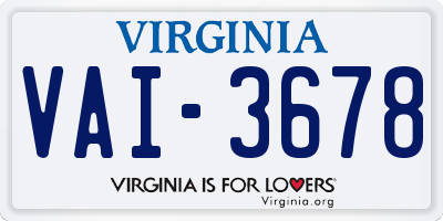 VA license plate VAI3678