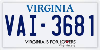 VA license plate VAI3681