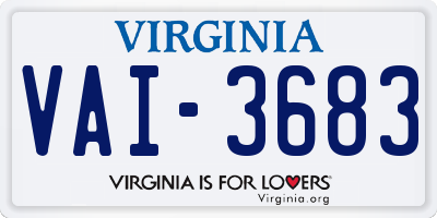 VA license plate VAI3683