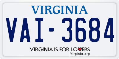 VA license plate VAI3684