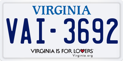 VA license plate VAI3692