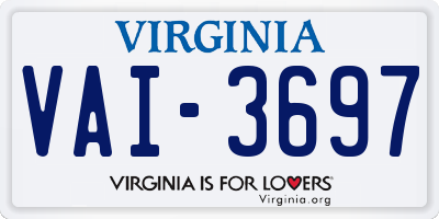 VA license plate VAI3697