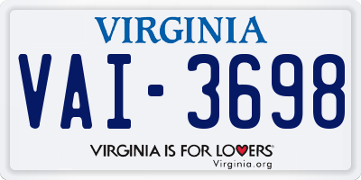 VA license plate VAI3698