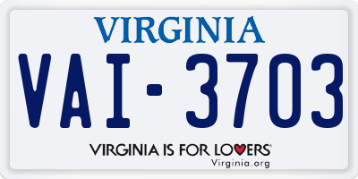 VA license plate VAI3703