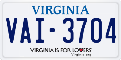 VA license plate VAI3704