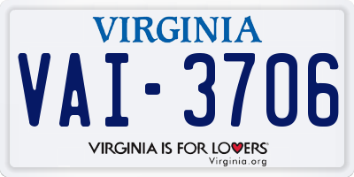 VA license plate VAI3706