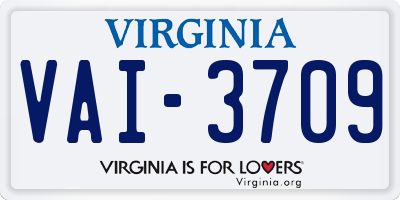 VA license plate VAI3709