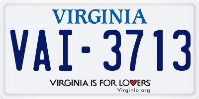 VA license plate VAI3713