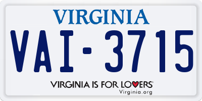VA license plate VAI3715