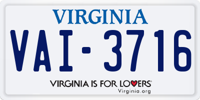 VA license plate VAI3716