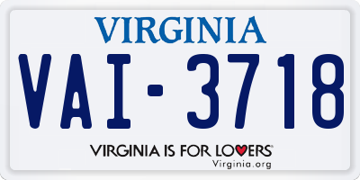 VA license plate VAI3718