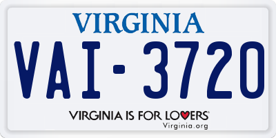 VA license plate VAI3720