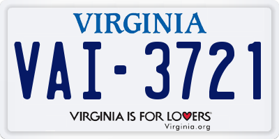 VA license plate VAI3721