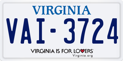VA license plate VAI3724