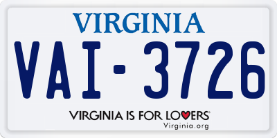 VA license plate VAI3726