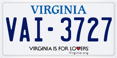 VA license plate VAI3727