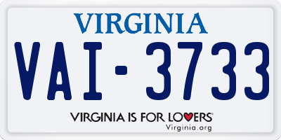 VA license plate VAI3733