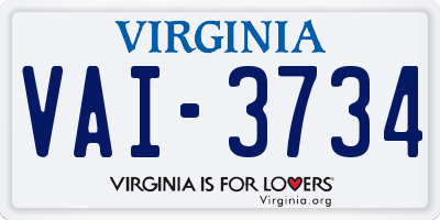 VA license plate VAI3734