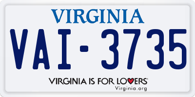 VA license plate VAI3735