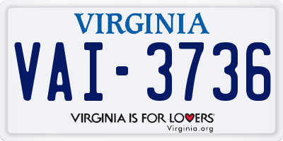 VA license plate VAI3736