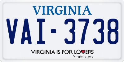 VA license plate VAI3738