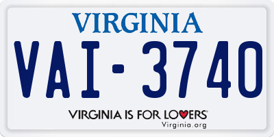 VA license plate VAI3740