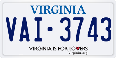 VA license plate VAI3743