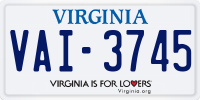 VA license plate VAI3745