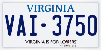 VA license plate VAI3750