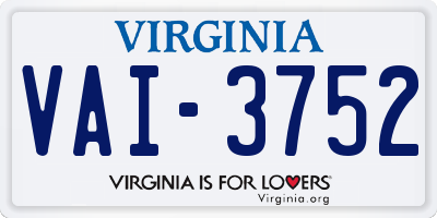 VA license plate VAI3752